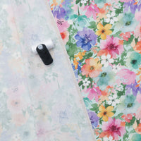 Linen Slub - Digital Print - Green Pink Orange