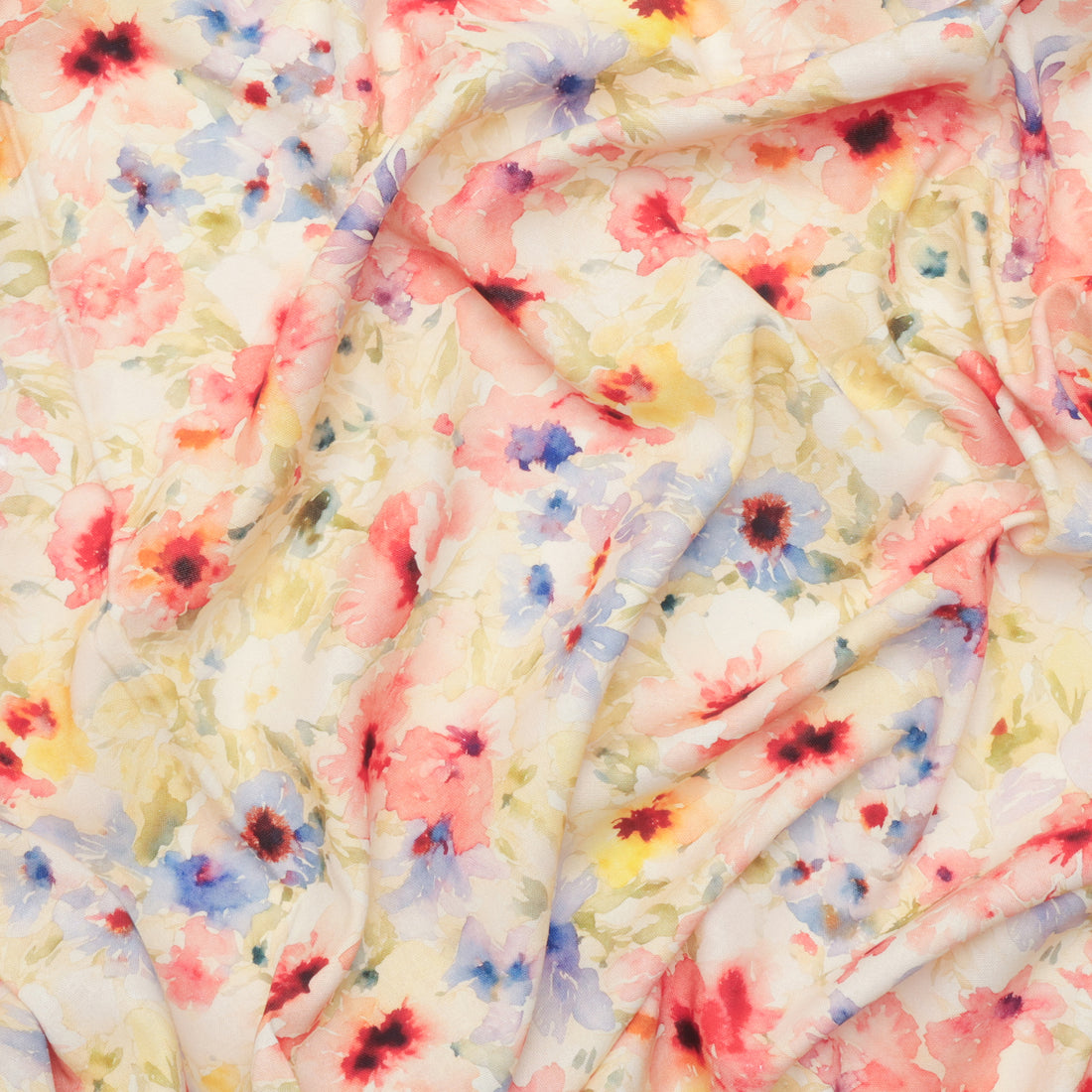 Linen Slub - Digital Print - Yellow Red Purple