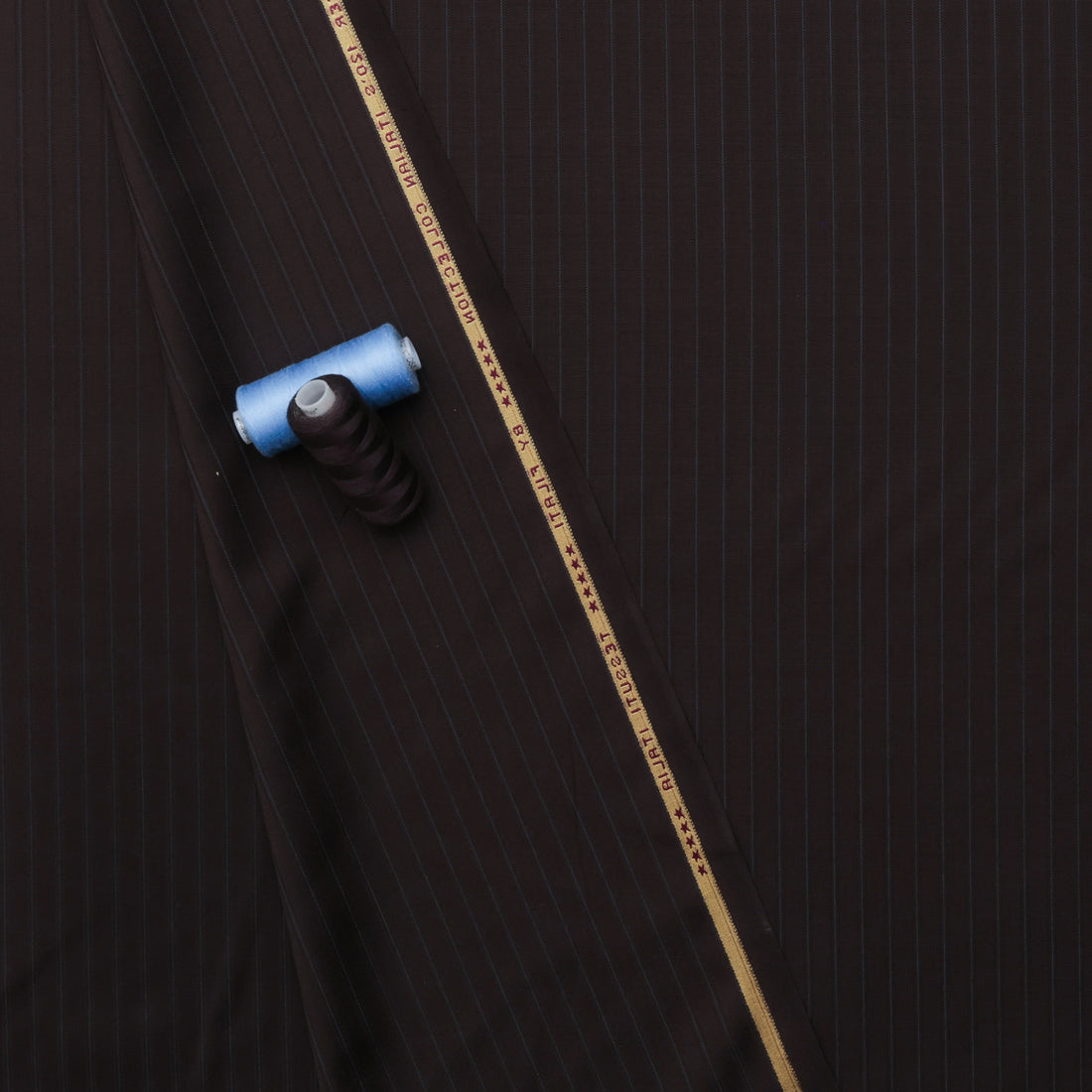Wool Blend - Suiting - Stripe - Chocolate Blue