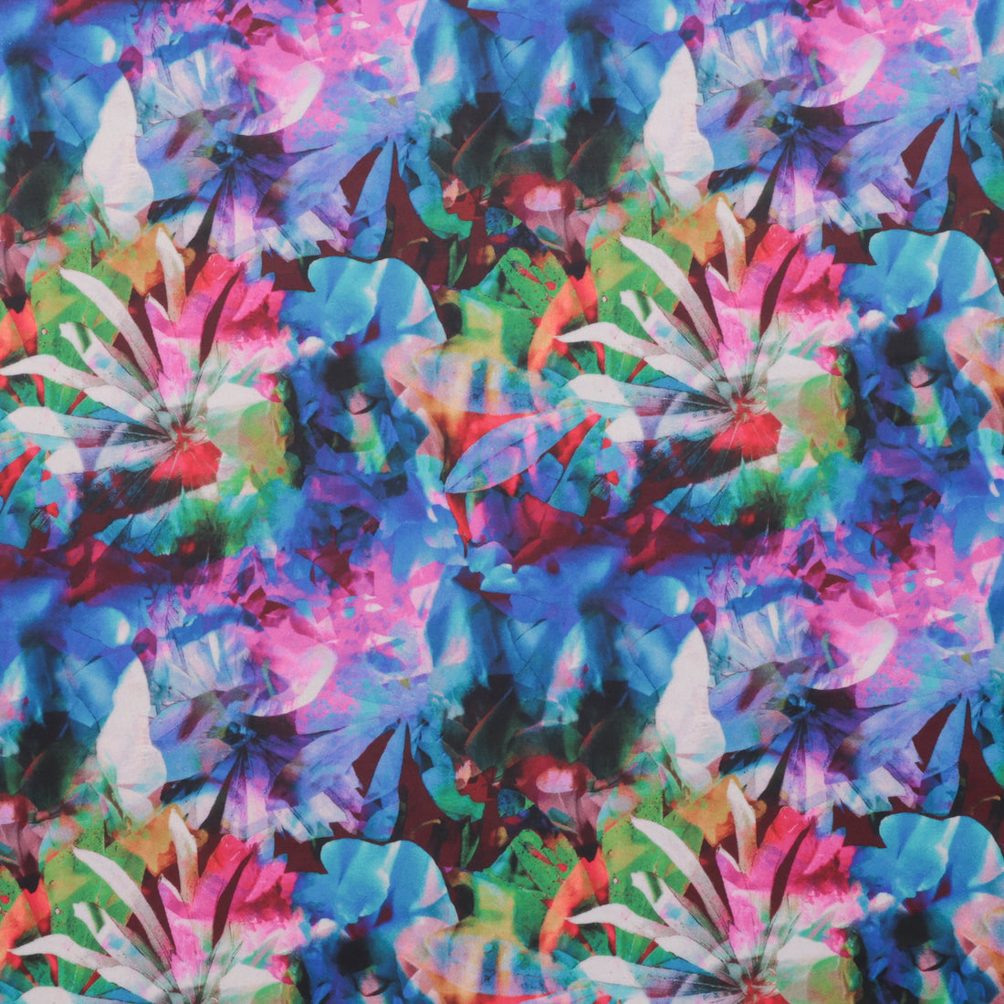 Cotton - Stretch Sateen - Digital Print - Vivid Collage - Blue Pink