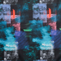 Cotton - Stretch Sateen - Digital Print - Vivid Abstract - Black Blue
