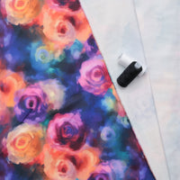 Cotton - Stretch Sateen - Digital Print - Rose Swirls - Coral Purple