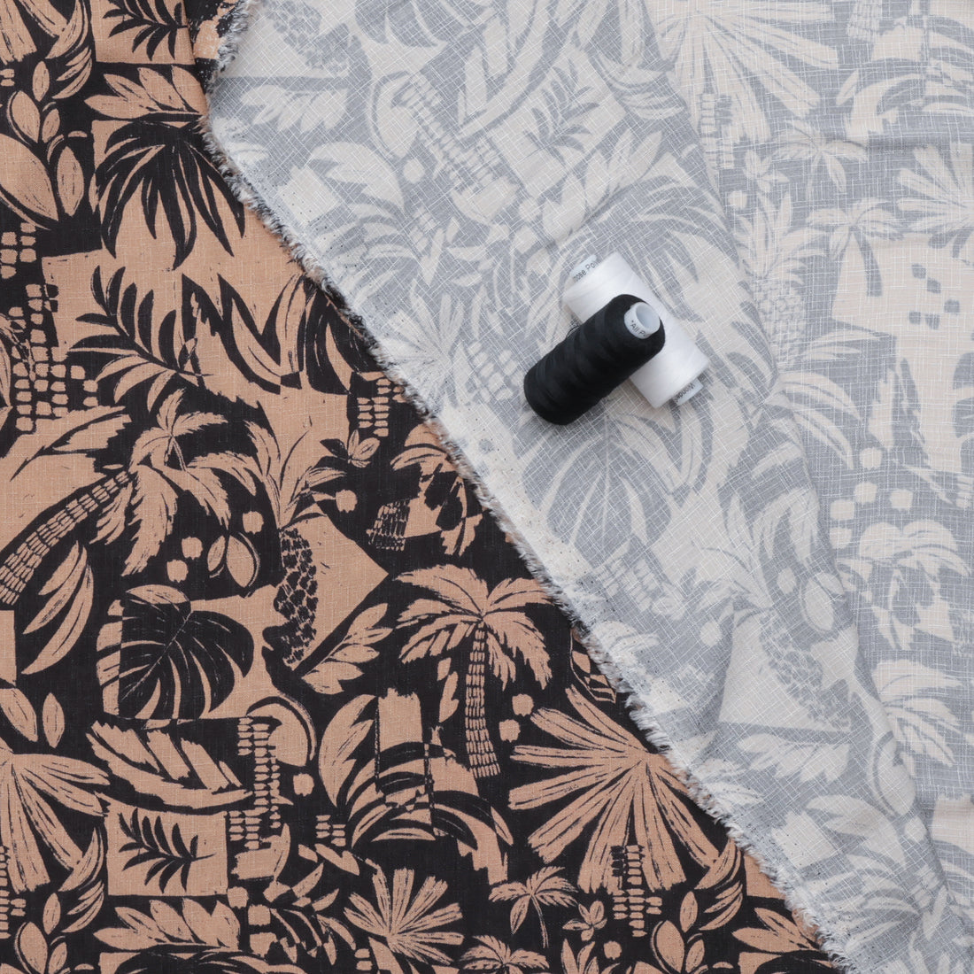 Rayon - Slub - Digital Print - Island Leaves - Assorted