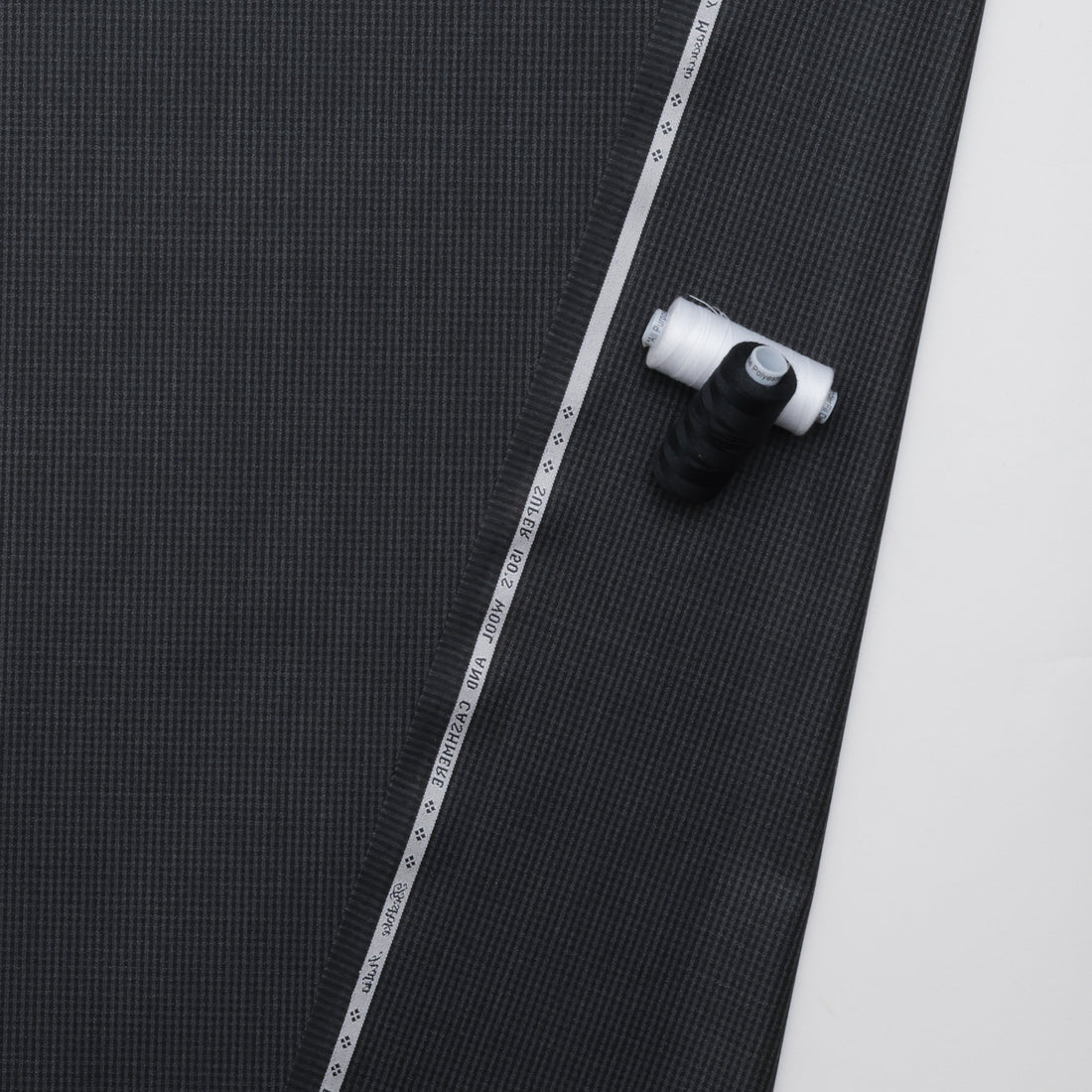 Wool Cashmere - Suiting - Plaid - Charcoal Grey