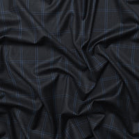 Wool Cashmere - Suiting - Plaid -  Charcoal Navy