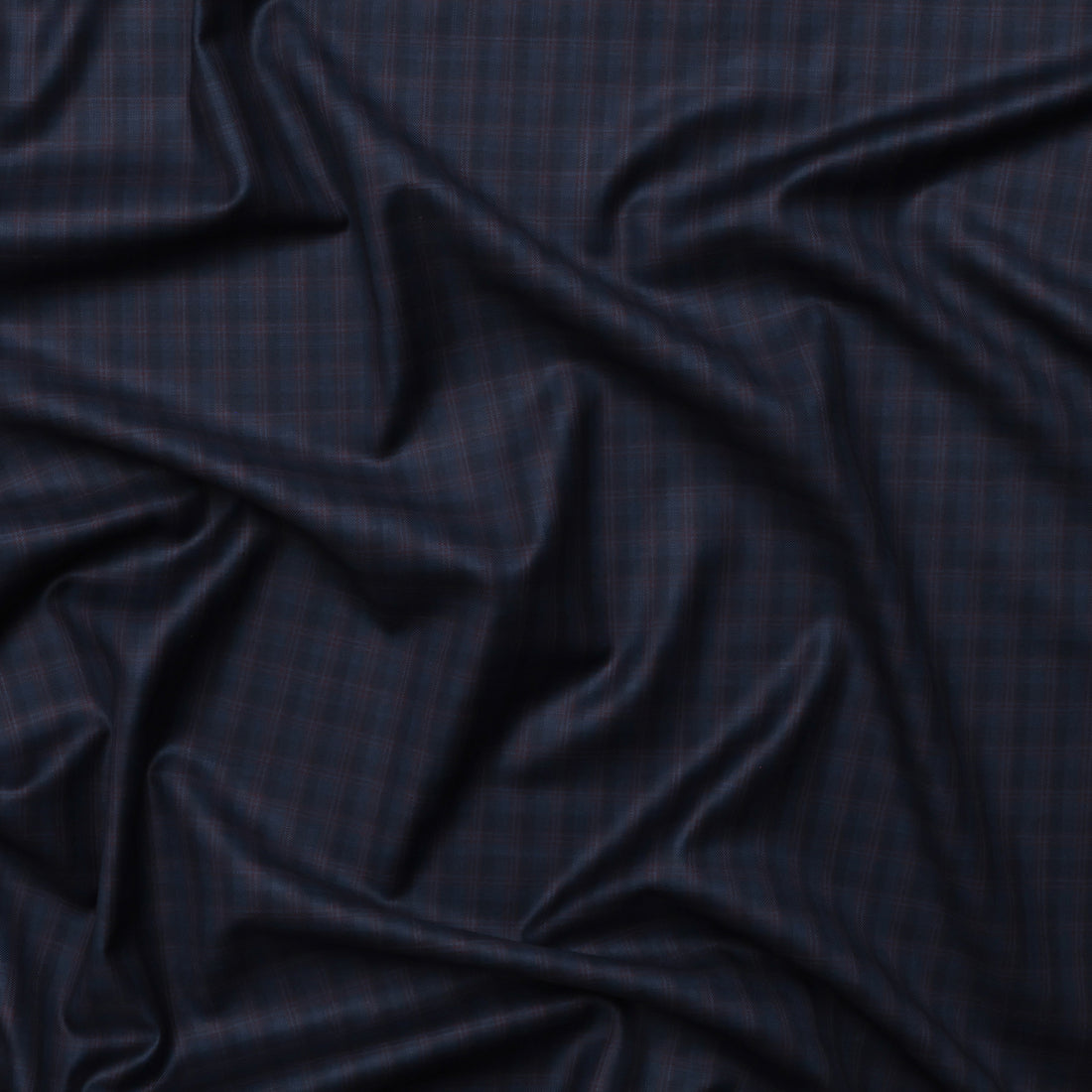 Wool Cashmere - Suiting - Plaid - Navy Burgundy