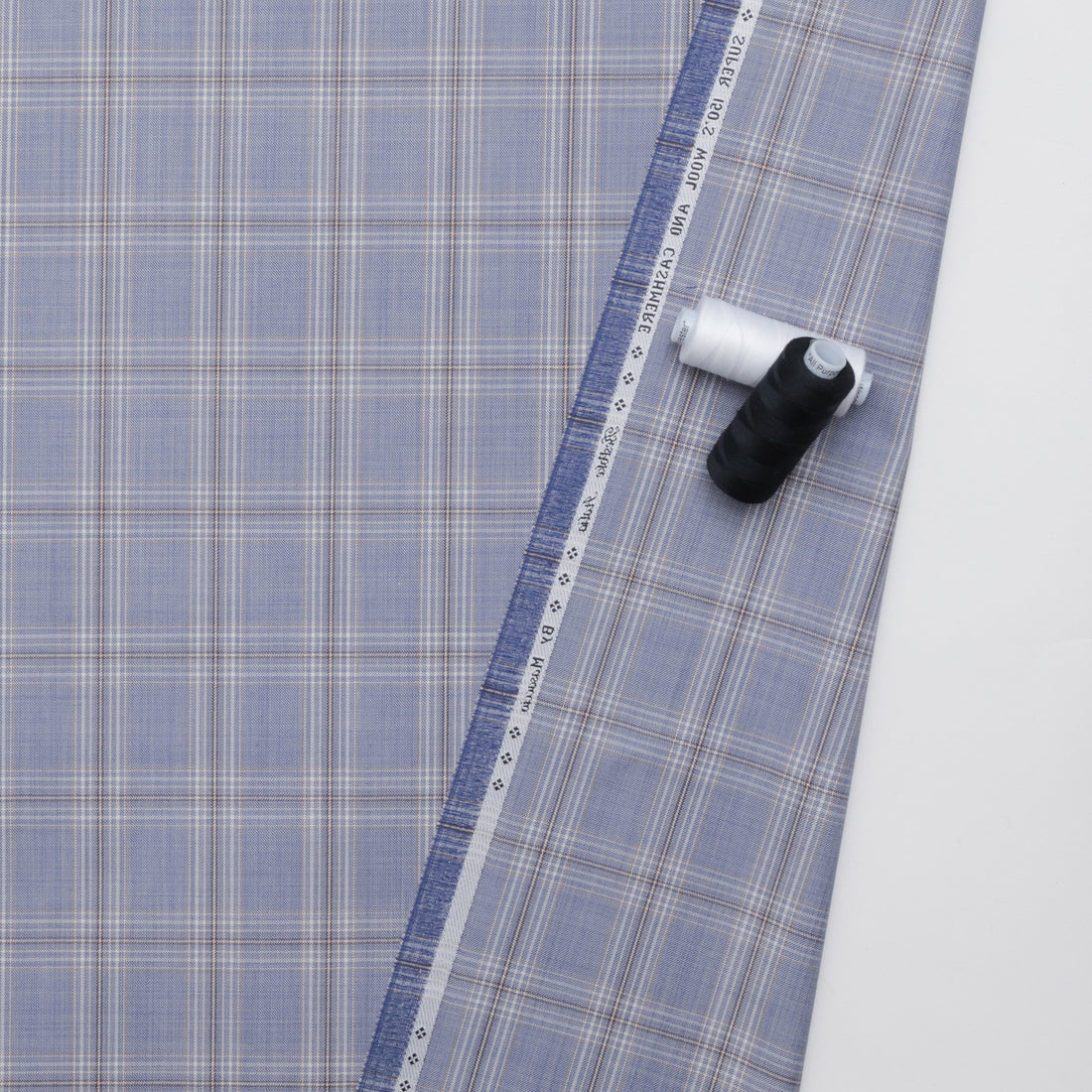 Wool Cashmere - Suiting - Plaid - Medium Blue Brown – RICK RACK Textiles