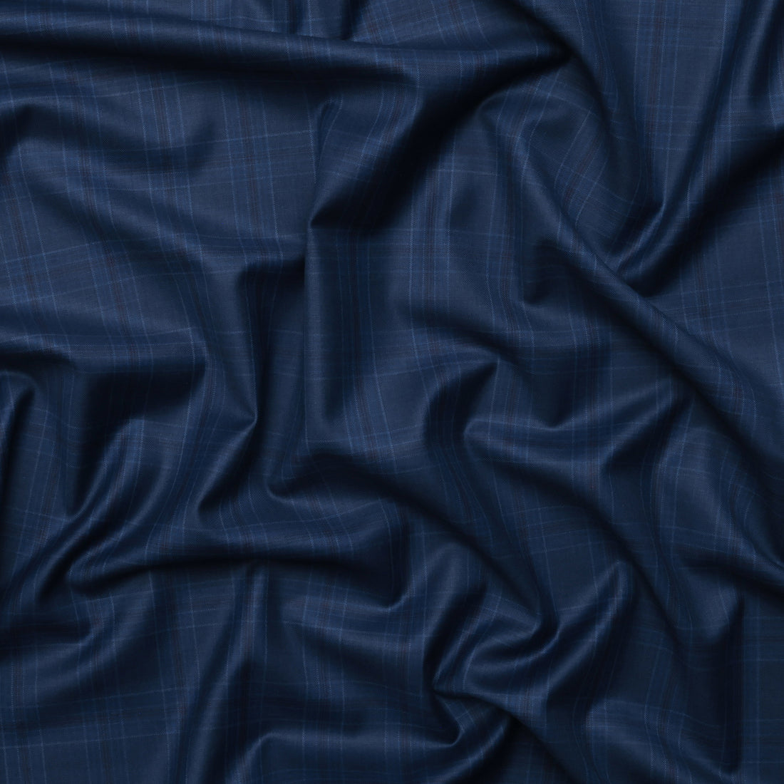 Wool Cashmere - Suiting - Plaid - Indigo Wine