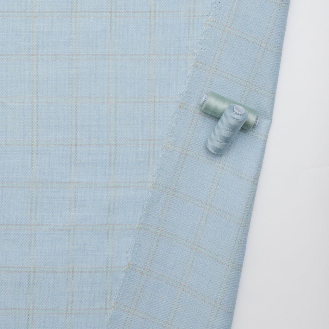 Wool Linen - Suiting - Plaid - Light Blue Yellow