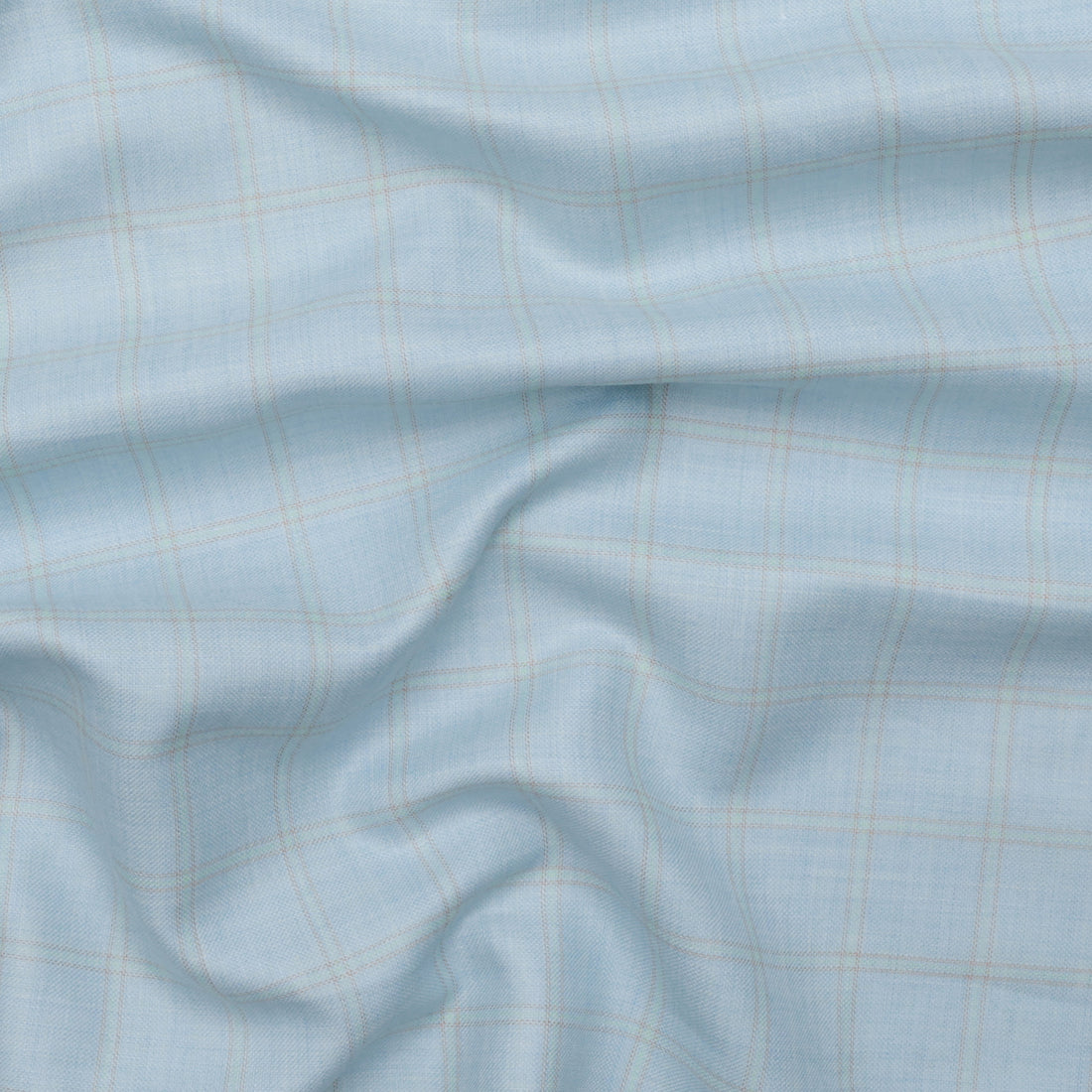 Wool Linen - Suiting - Plaid - Light Blue Yellow