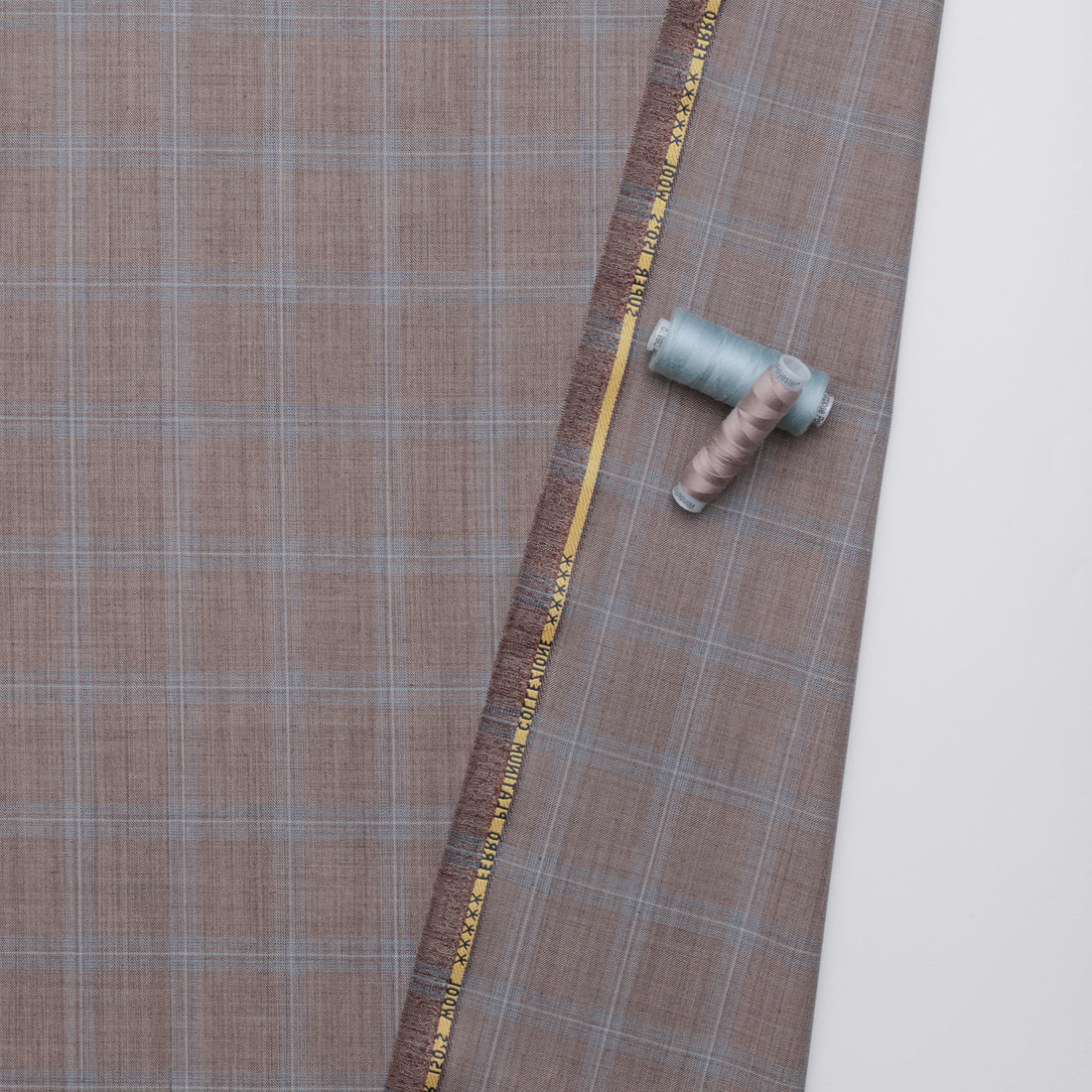Wool - Suiting - Plaid - Taupe Blue