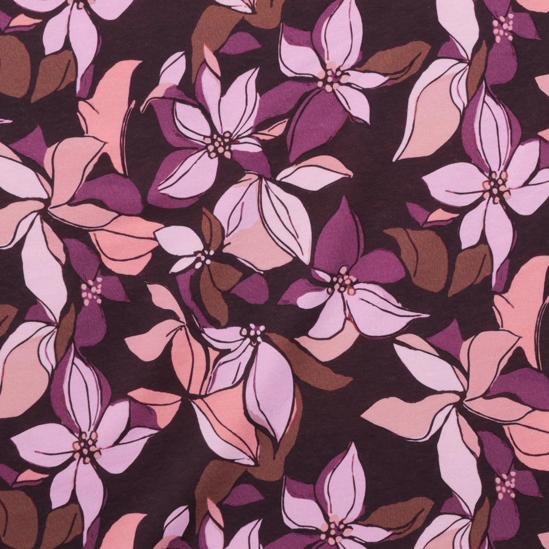Poppy Fabrics - Cotton - Fleece Print - Digital Flowers - Burgundy