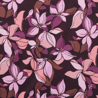 Poppy Fabrics - Cotton - Fleece Print - Digital Flowers - Burgundy