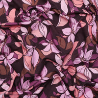 Poppy Fabrics - Cotton - Fleece Print - Digital Flowers - Burgundy