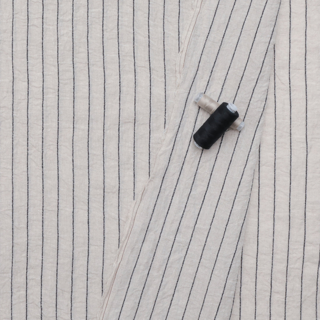 Linen Blend - Melange Yarn-Dyed - Stripe - Oatmeal Black
