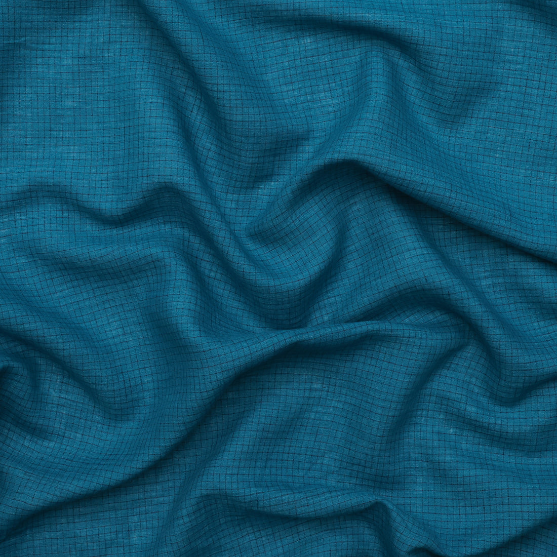 Linen Blend - Utopia - Check - Ocean Navy