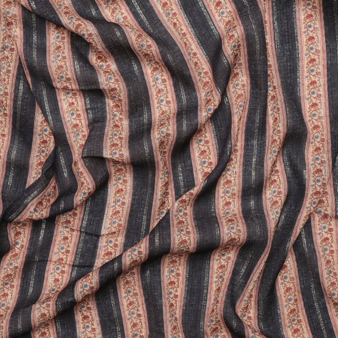 Rayon - Metallic Gauze - Navy Wine