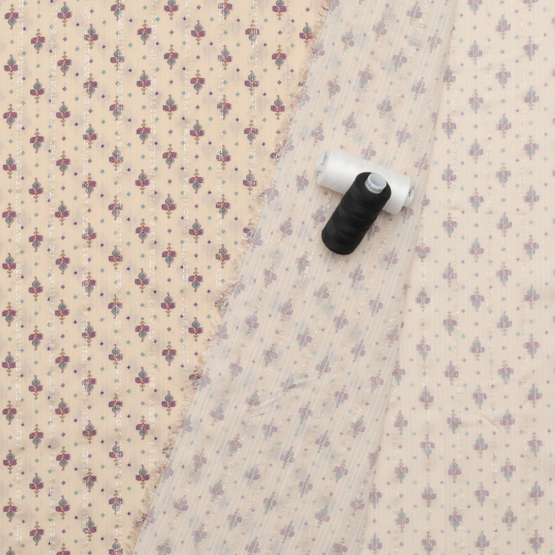 Rayon - Metallic Gauze - Beige Purple