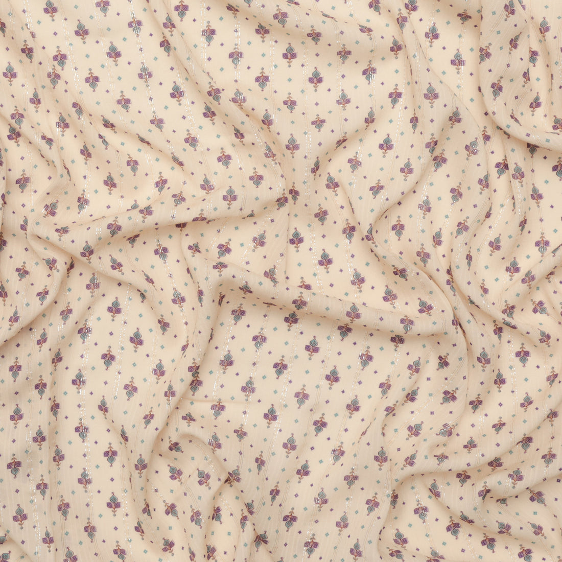 Rayon - Metallic Gauze - Beige Purple