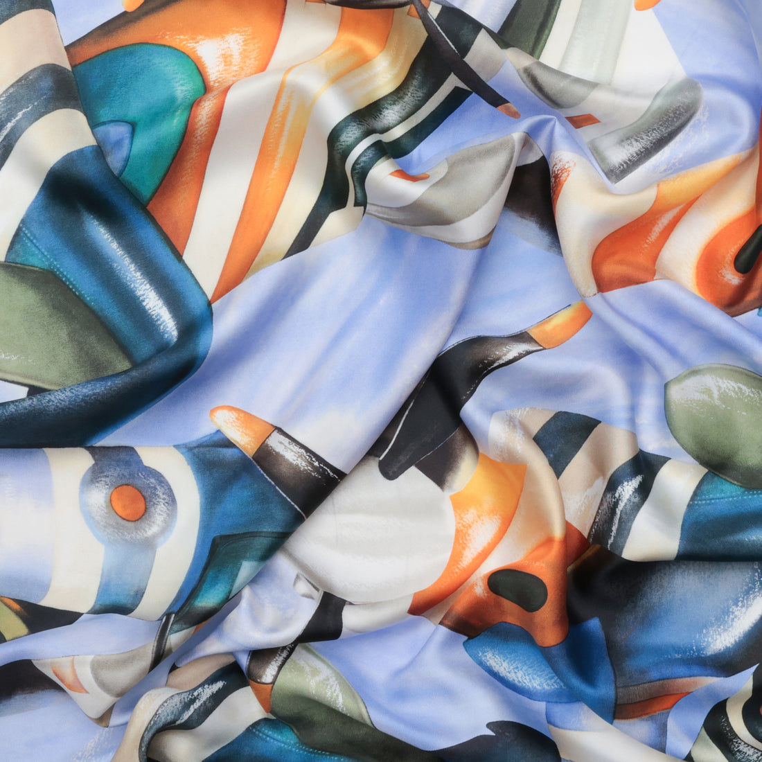 Silk - Designer Print - In The Sky Blue