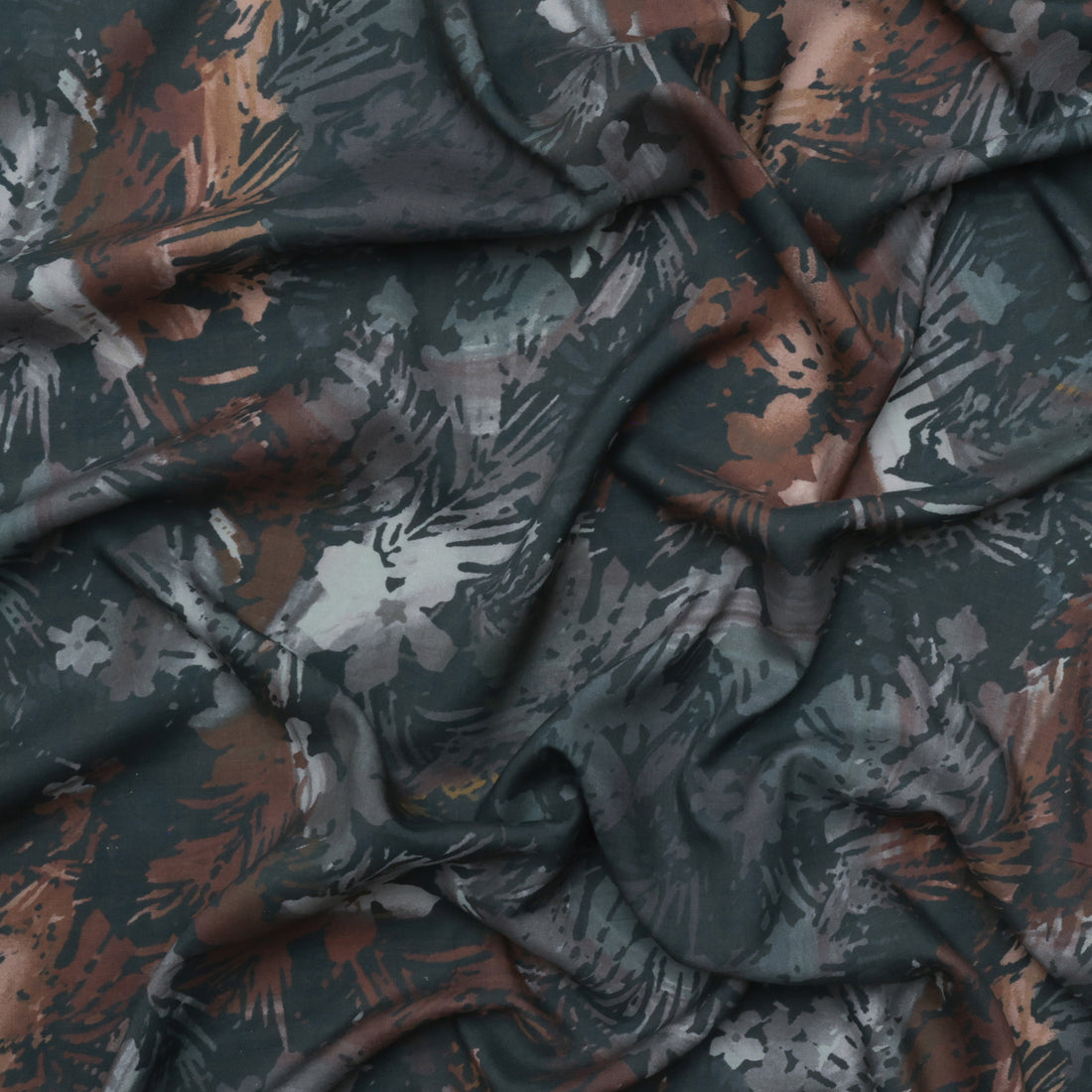 Cashmere Silk - Designer Print - Charcoal Brown