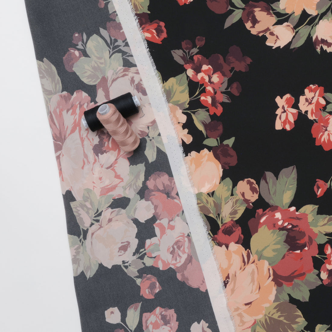Silk - Designer Print - Floral - Black Blush