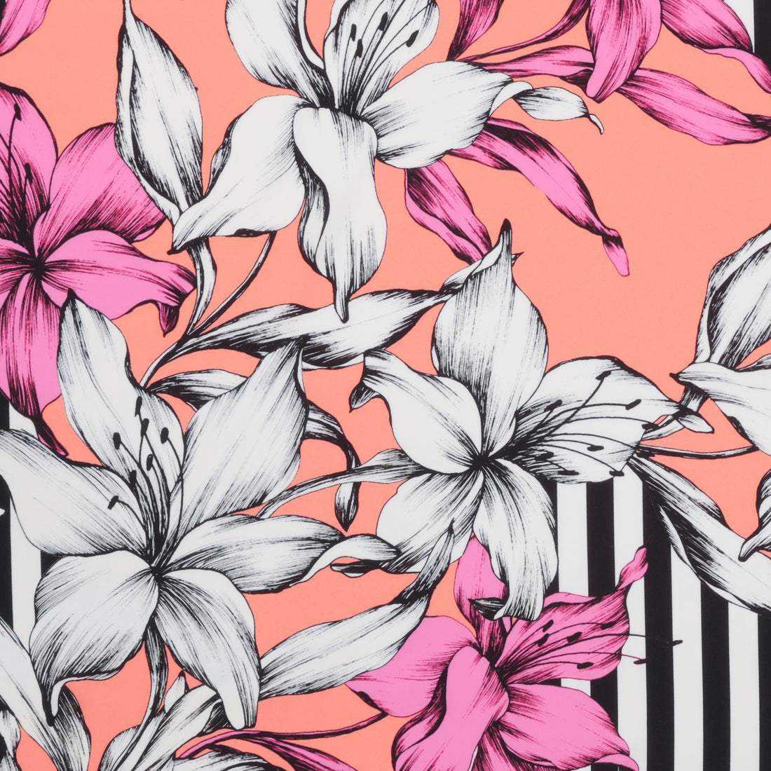 Silk - Designer Stretch Print - Floral Stripe - Assorted