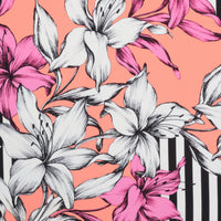 Silk - Designer Stretch Print - Floral Stripe - Assorted