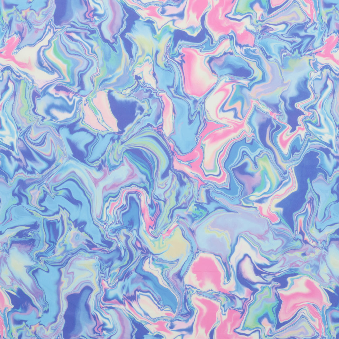 Poly Nylon - Knit - Designer Print - Neon Marble - Blue