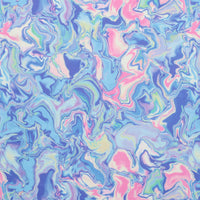 Poly Nylon - Knit - Designer Print - Neon Marble - Blue