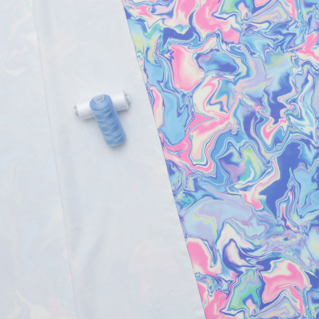 Poly Nylon - Knit - Designer Print - Neon Marble - Blue
