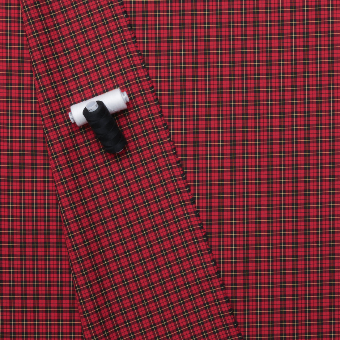 Cotton - Designer Plaid - Red Black