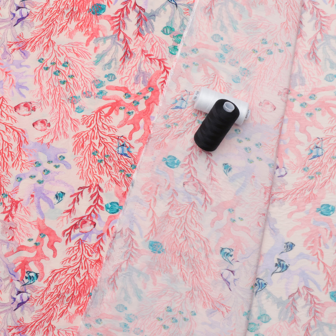 Katia - Rayon Blend - Voile Print - Red Seabed