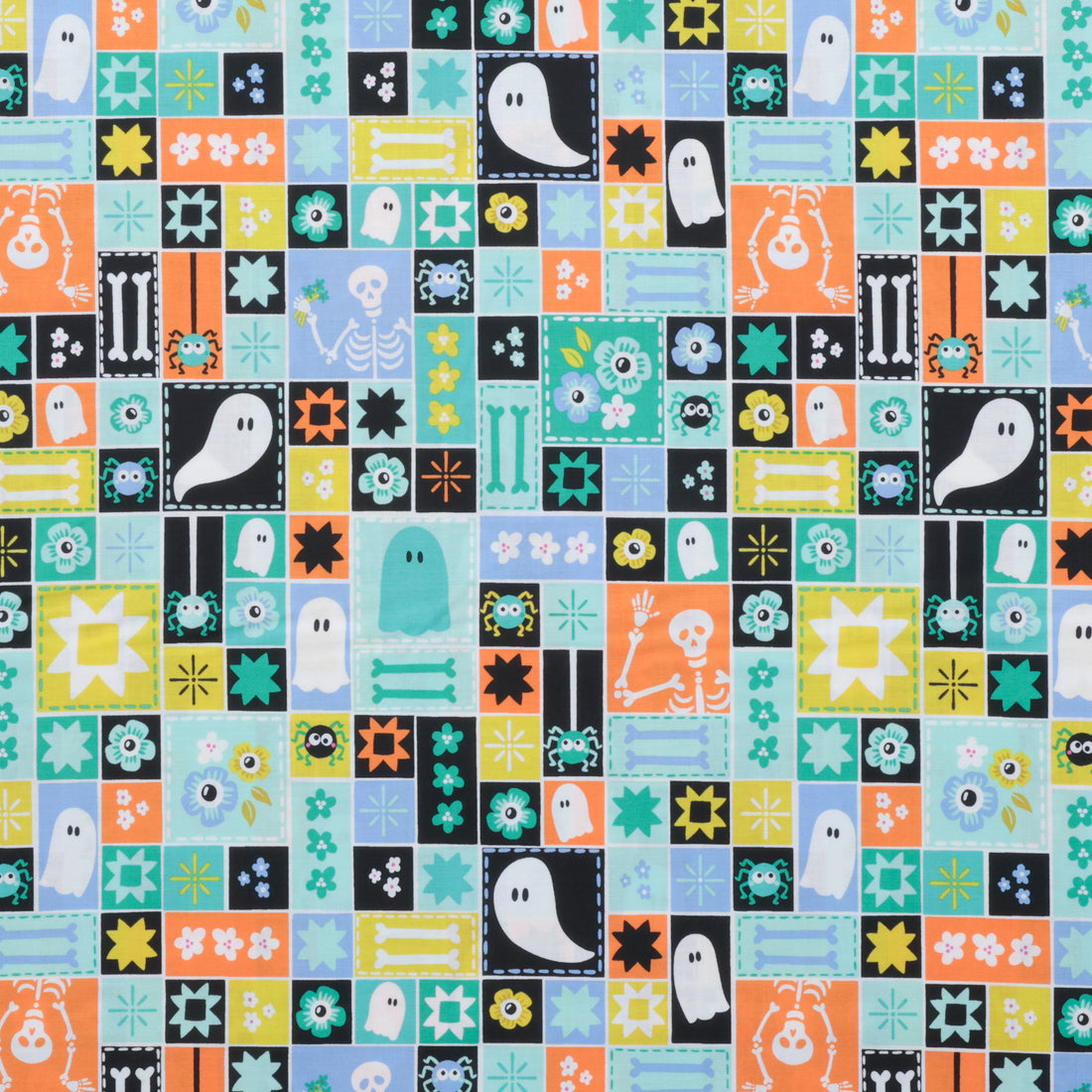 KP Creates - Cotton - Ghostly Garden - Sew Spooky - Aqua