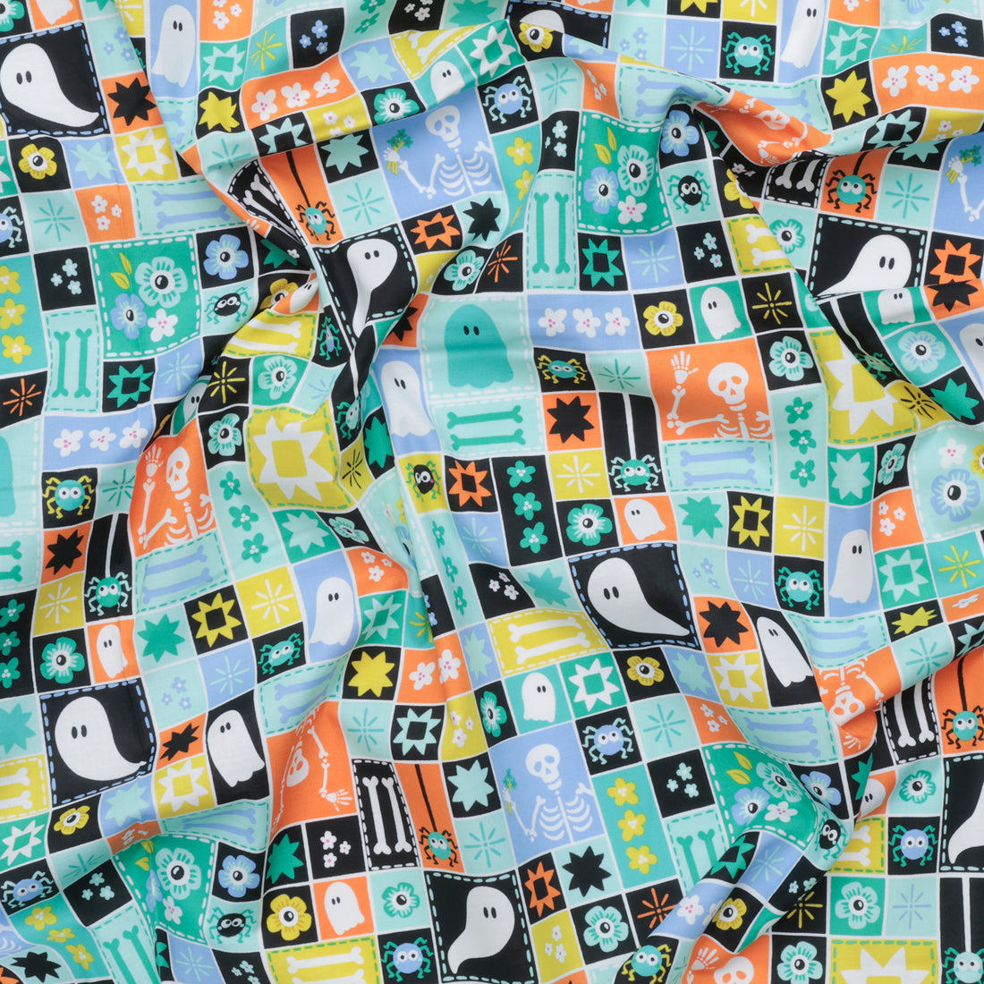 KP Creates - Cotton - Ghostly Garden - Sew Spooky - Aqua