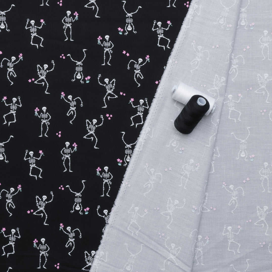 KP Creates - Cotton - Ghostly Garden - Skeleton Jig - Black
