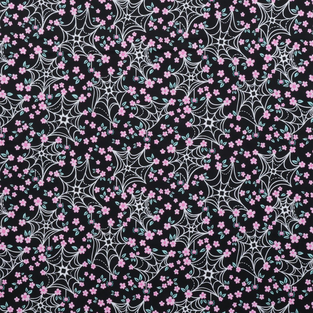 KP Creates - Cotton - Ghostly Garden - Web & Bloom - Black