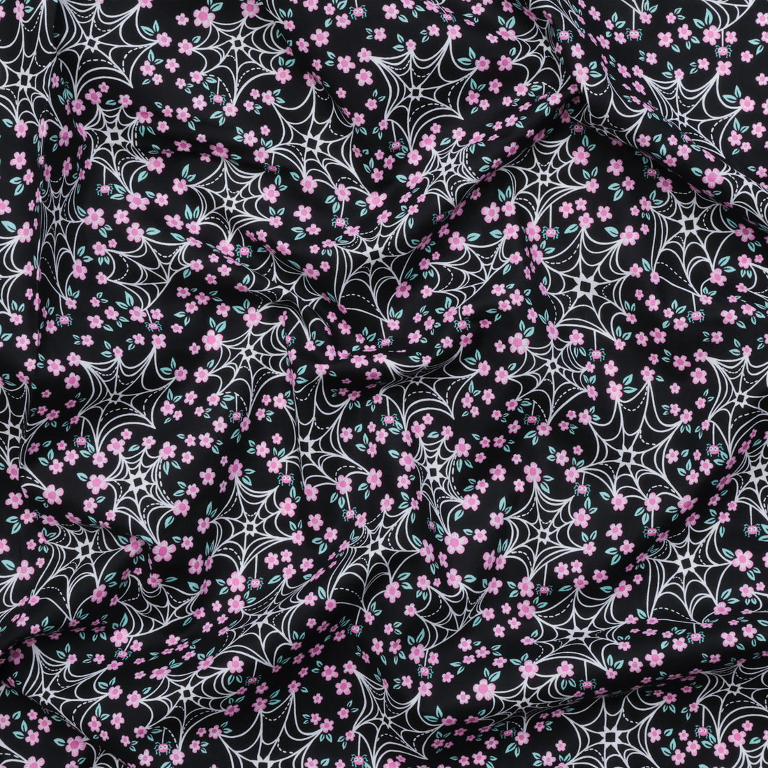KP Creates - Cotton - Ghostly Garden - Web & Bloom - Black