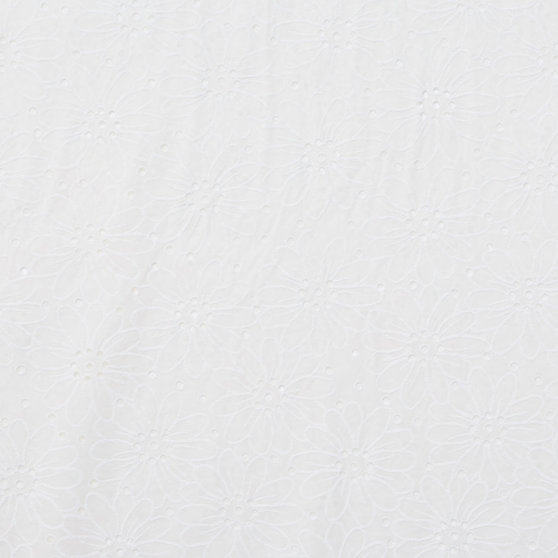 Cotton - Floral Printed Embroidery - White