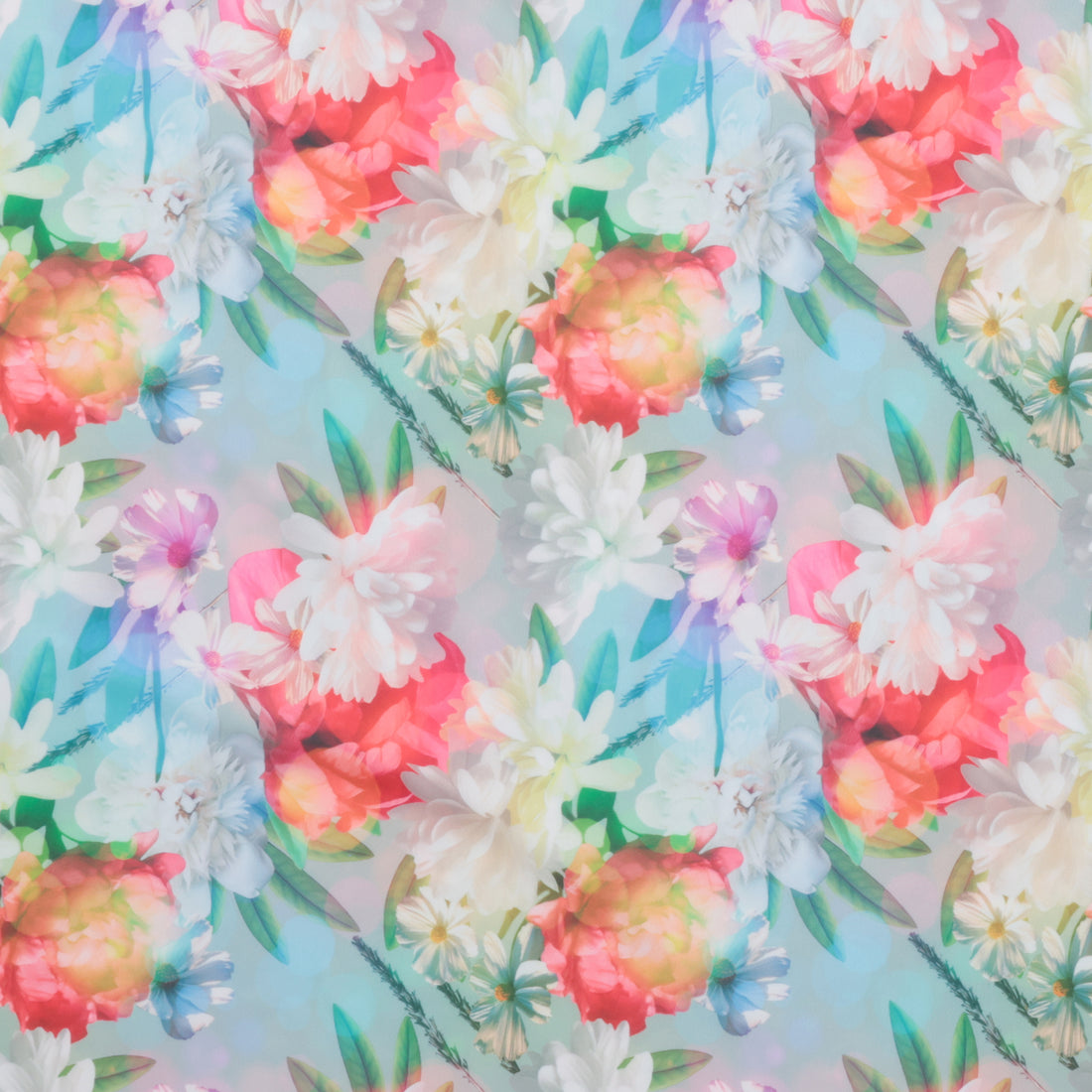 Poly Blend - Nautica - Swimwear Print - Blue Orange Rose
