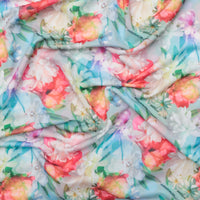 Poly Blend - Nautica - Swimwear Print - Blue Orange Rose