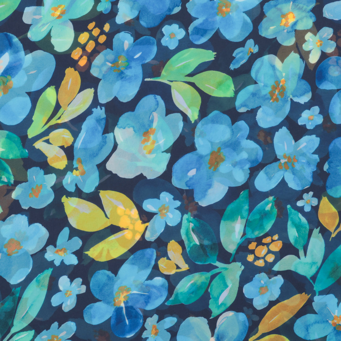 Poly - Chiffon - Digital Print - Navy Aqua