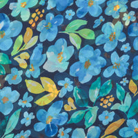 Poly - Chiffon - Digital Print - Navy Aqua