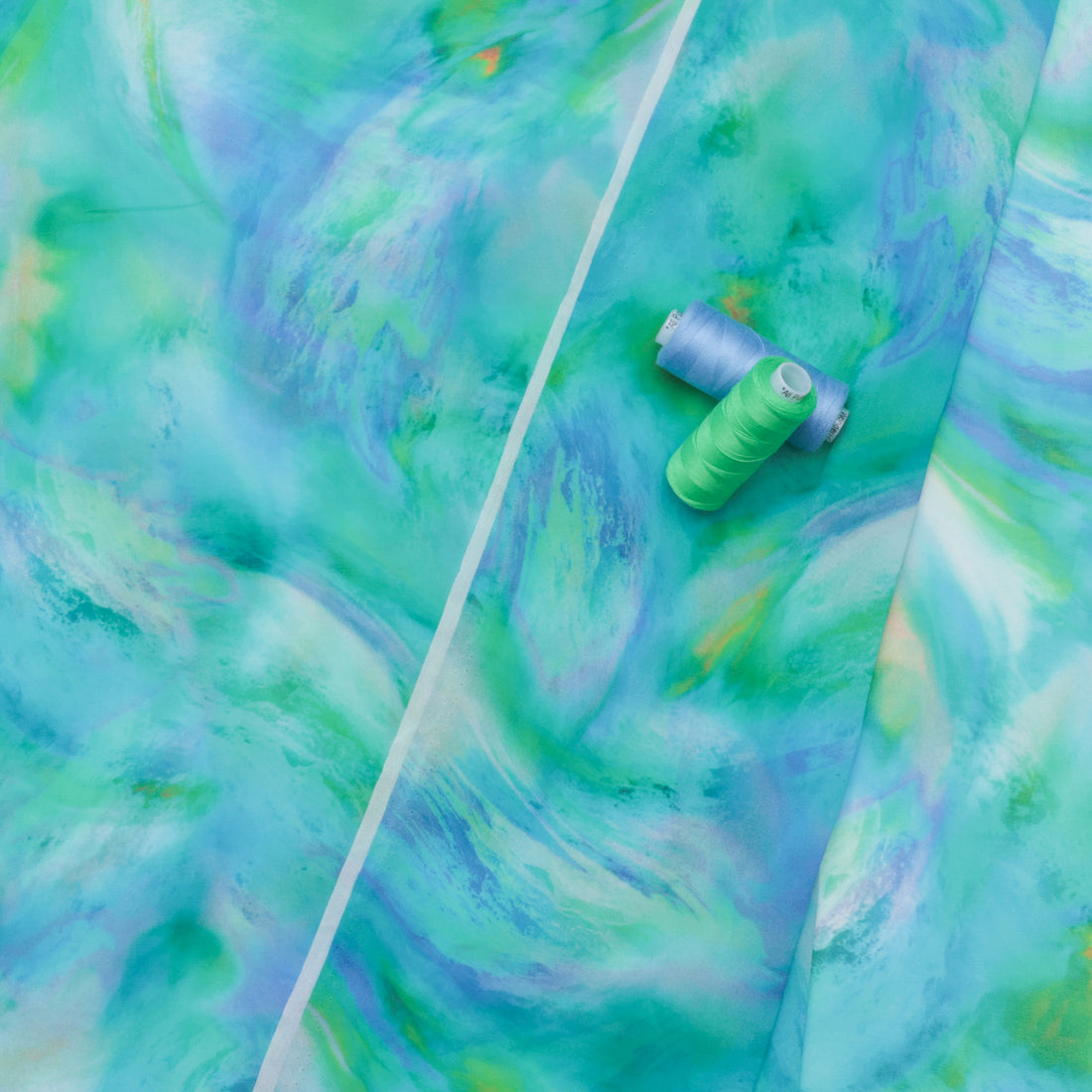 Poly - Chiffon - Digital Print - Aqua