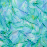 Poly - Chiffon - Digital Print - Aqua