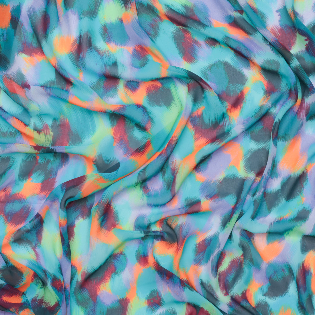 Poly - Chiffon - Digital Print - Turquoise Teal