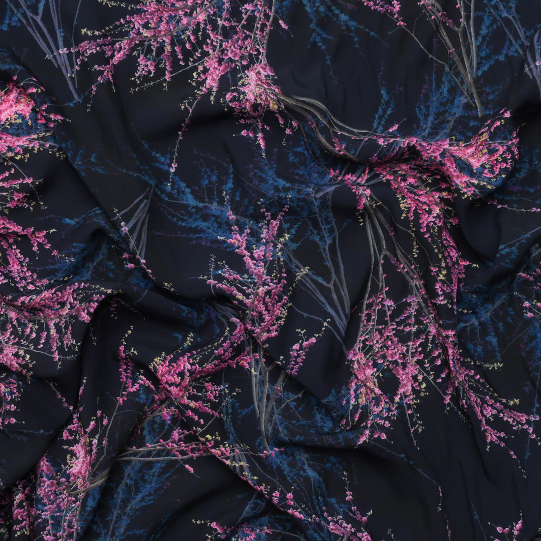 Rayon - Picasso Poplin - Digital Print - Navy Fuchsia