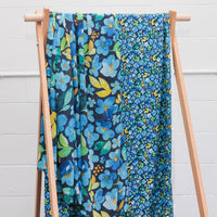 Poly - Chiffon - Digital Print - Navy Aqua
