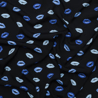 Viscose - Italian Crepe - Lips - Blue Black