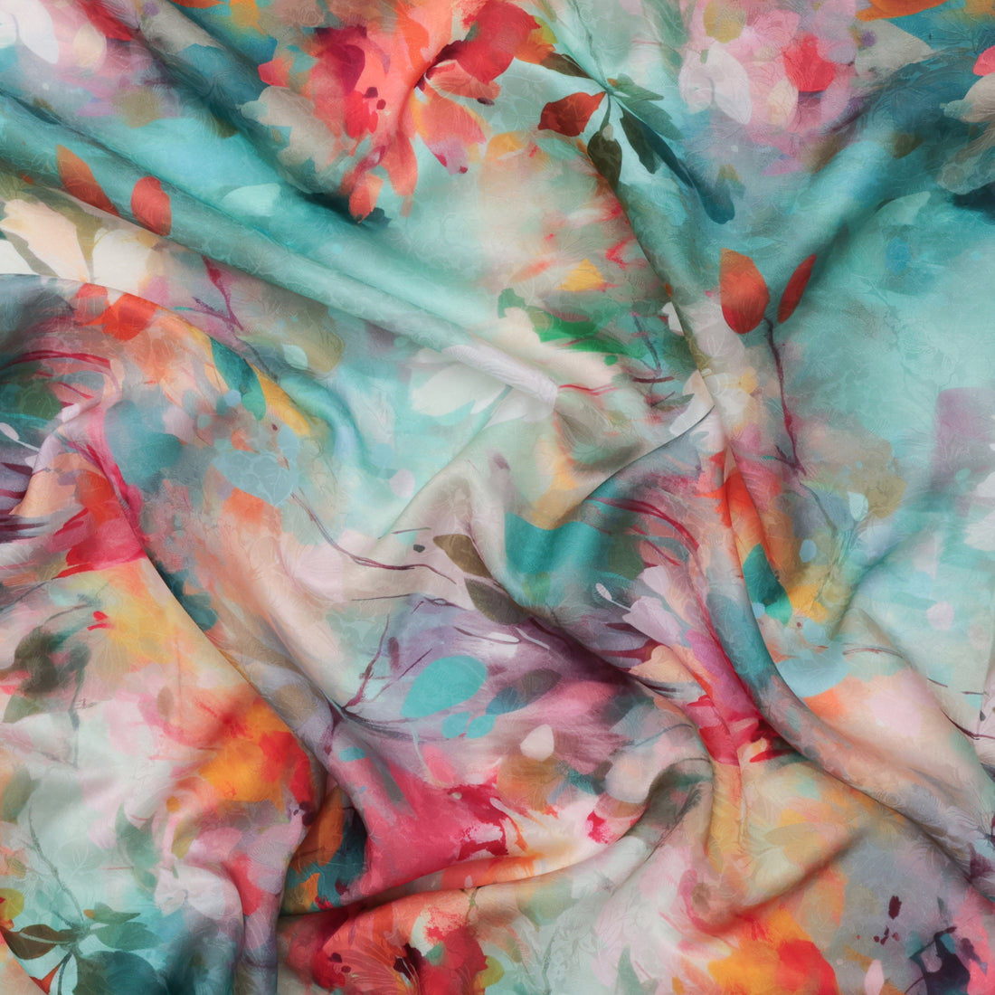 Silk Cotton - Digital Print - Teal Cherry